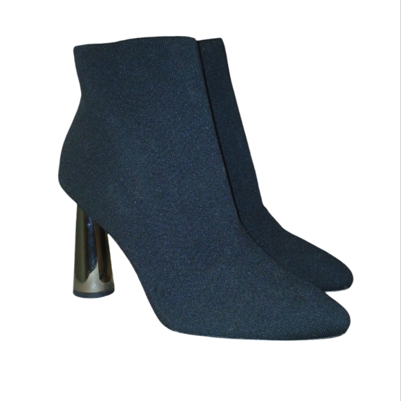 BCBG Black Sock Boot Silver Flared Heels size 9.5 - Picture 11 of 11